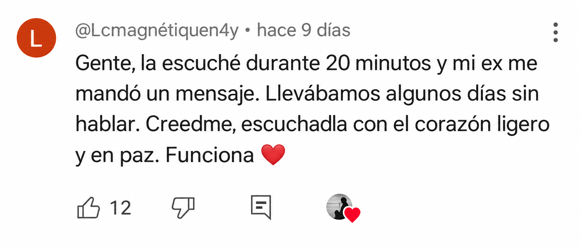 Comentario de @Lcmagnétiquen4y sobre su experiencia