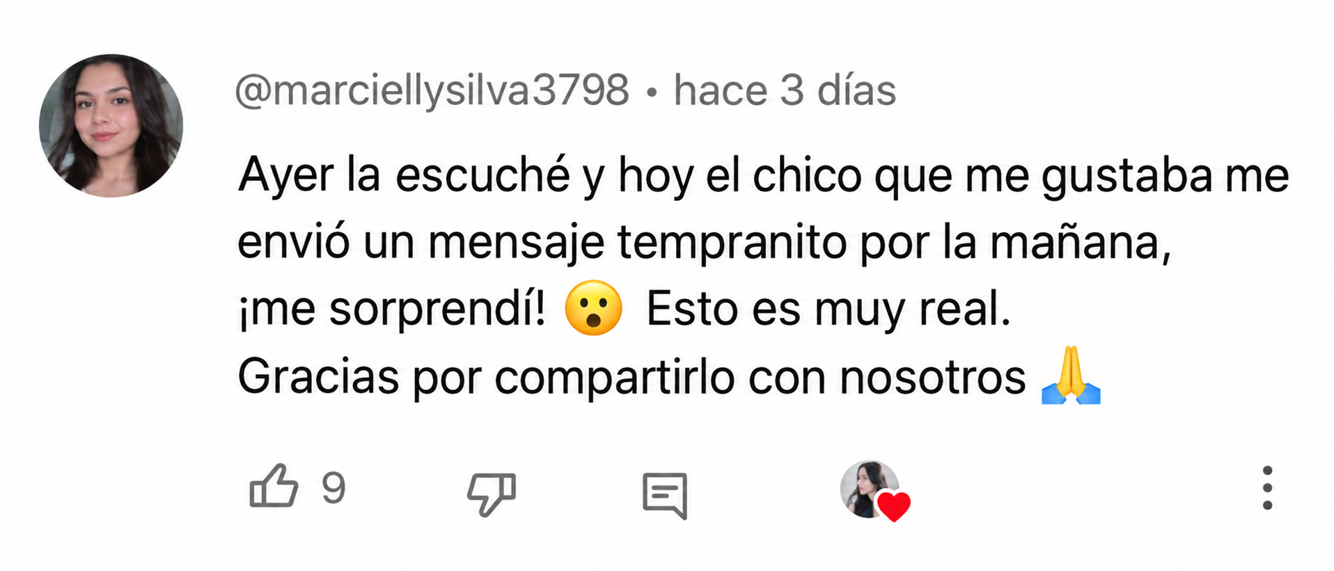 Comentario de @marciellysilva3798 sobre su experiencia