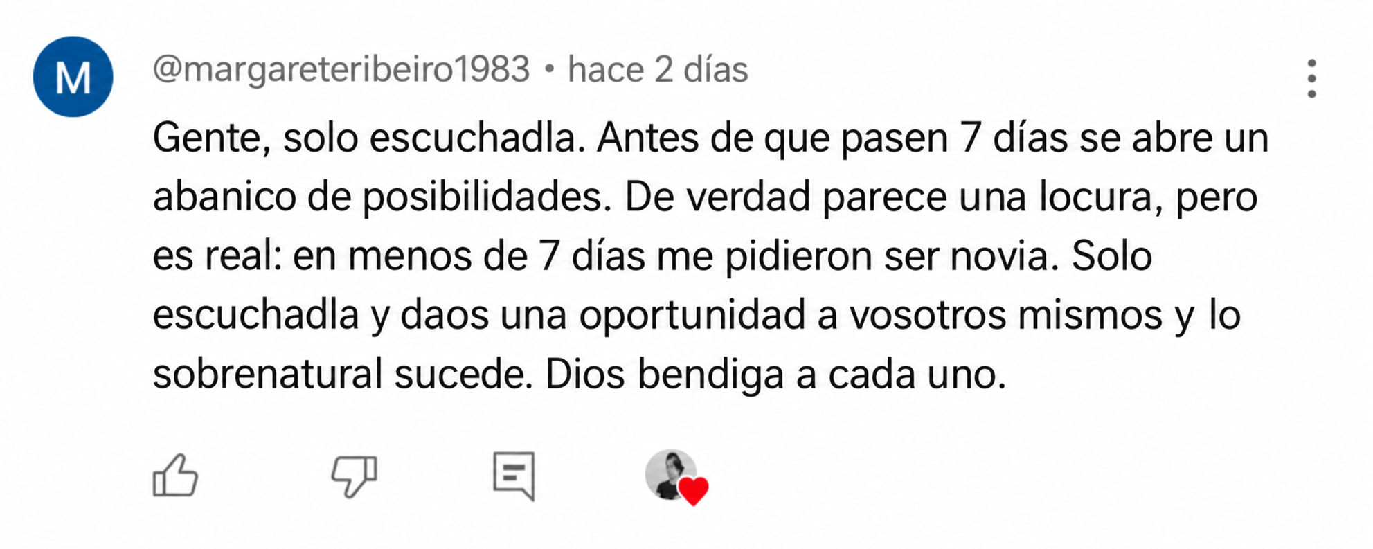 Comentario de @margareteribeiro1983 sobre su experiencia